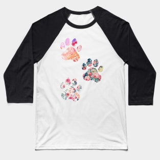 Floral Paw Print Trio Baseball T-Shirt